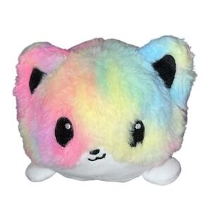 TeeTurtle Reversible Cat Plushie Rainbow Tie Dye Mood Stuffed Animal Happy Angry